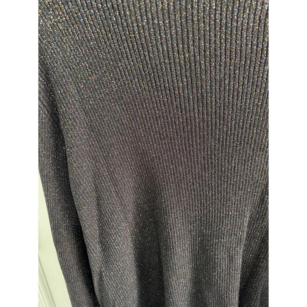 George‎ Woman Black Metallic Ribbed Button-Front Cardigan – Size 2X (22W/24W) - Picture 4 of 8